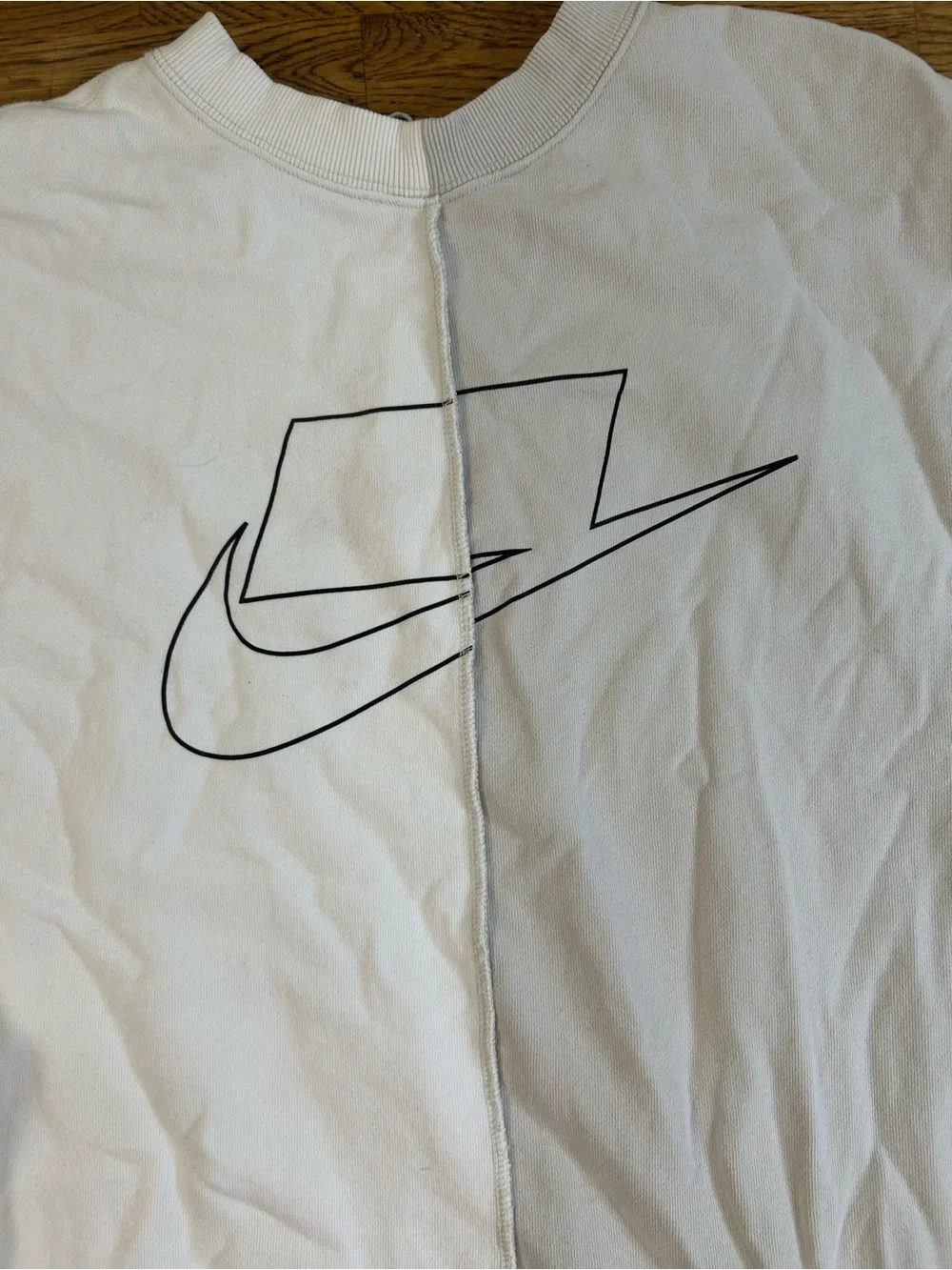 Nike Sportswear Split Cream & White Oversized Sweatshirt
